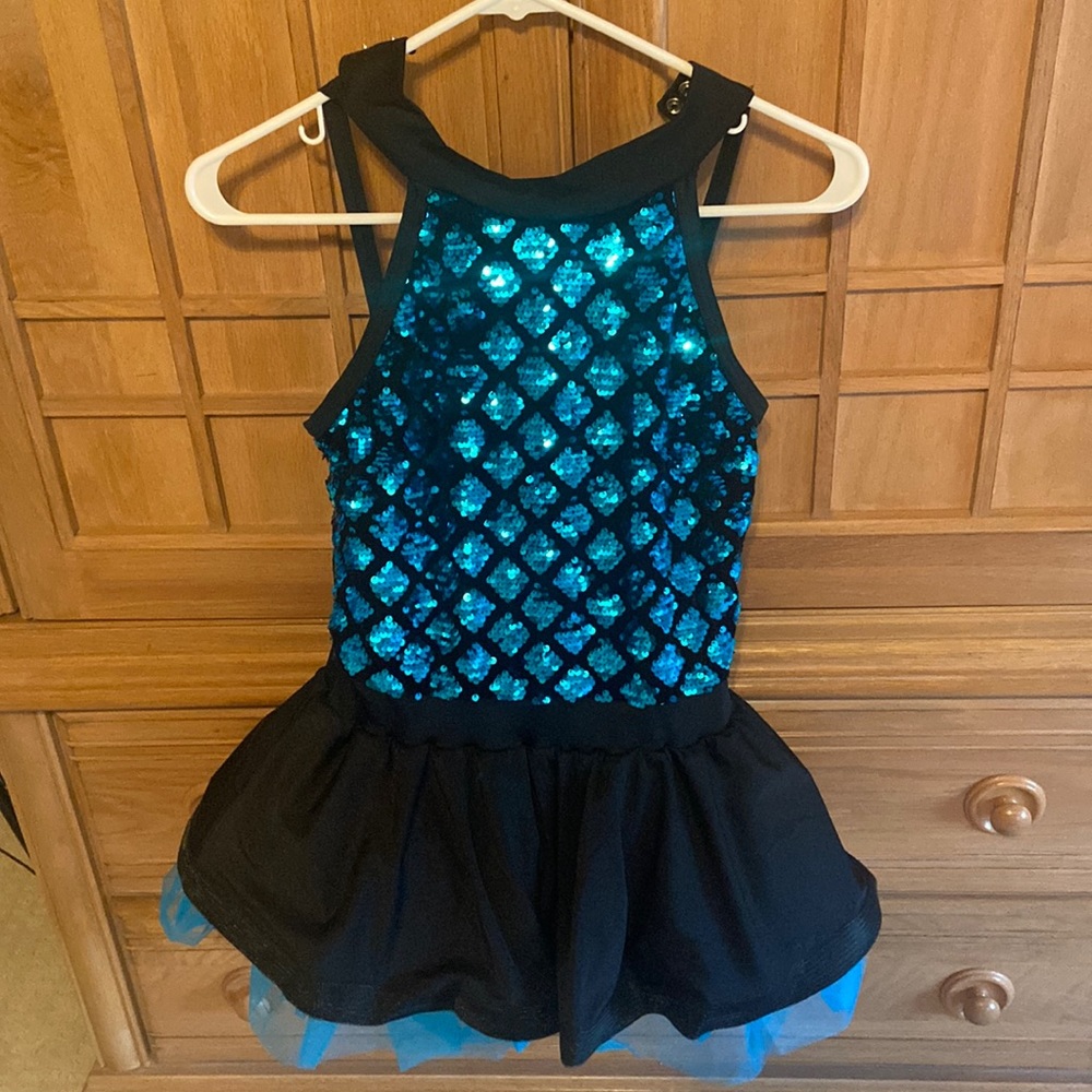 Blue sequin dance costume
